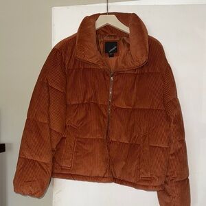 Women's Corduroy Puffer Jacket - Rust